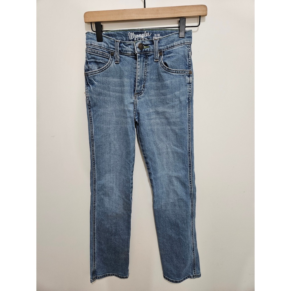 Wrangler Retro Kids Slim Straight Jeans Medium Wash Blue Denim 12 Slim 112335642